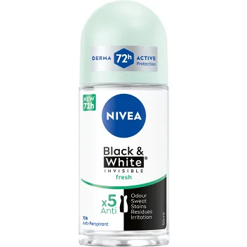 Deodorant Roll On72h Black &amp; White Invisible Fresh 50ml Nivea.