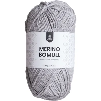 Garn Merino bomull grå 50g Järbo.