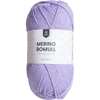Garn Merino bomull ljuslila 50g Järbo.