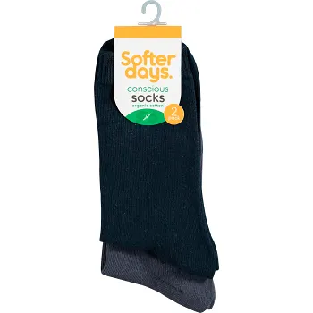 Strumpor Organic Cotton Navy 34/36 2-p Softer Days.