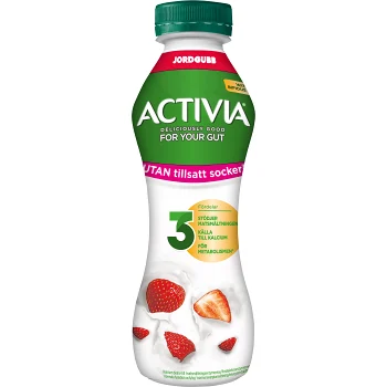 Drickyoghurt Jordgubb utan tillsatt socker 310g Activia.