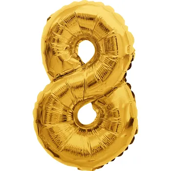 Folieballong Nr 8 Guld Happy Party.