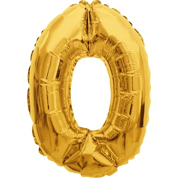Folieballong Nr 0 Guld Happy Party.