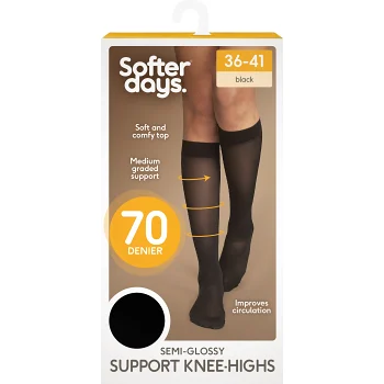 Knästrumpa Support 70den 37-40 1p svart Softer Days.