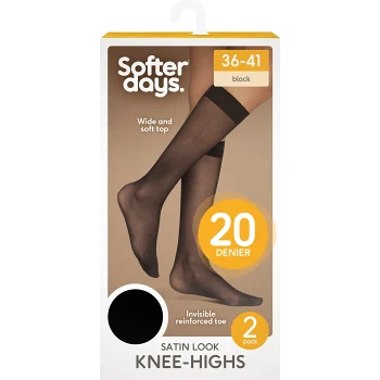Knästrumpa 20den 36-41 2p svart Softer Days.