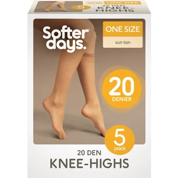 Knästrumpa 20den onesize 5p solbrun Softer Days.