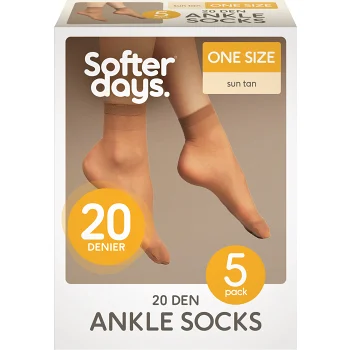 Ankelstrumpa 20den onesize 5p solbrun Softer Days.