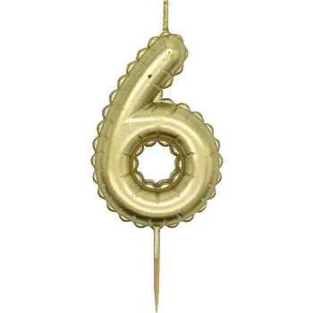 Sifferljus 6 guld Happy Party.