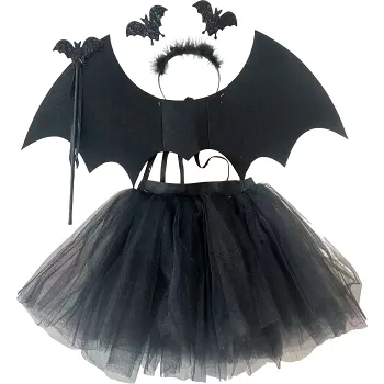 Halloweendräkt svart diadem vingar Festive.