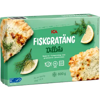 Fiskgratäng med dillsås Fryst 600g ICA.