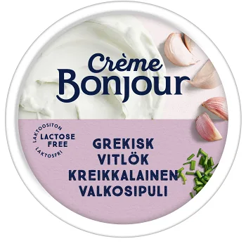 Färskost Grekisk vitlök laktosfri 100g Creme Bonjour.