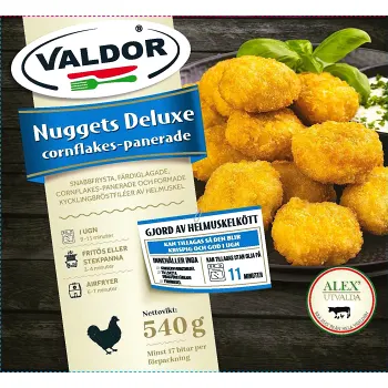 Kycklingbröstfilé Nuggets Deluxe 540g Valdor.