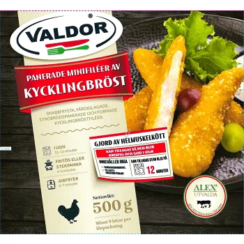 Kycklingbröstfilé Panerade Minifiléer 500g Valdor.