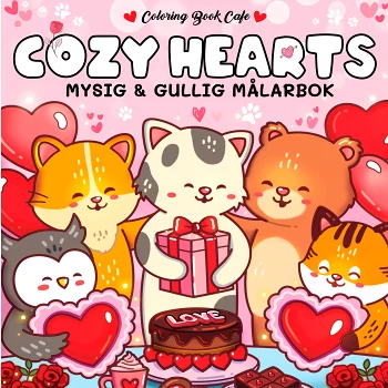 Cozy Hearts : Mysig och gullig målarbok, Coloring Book Cafe.