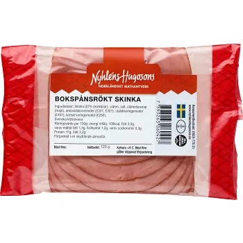 Bokspånsrökt Skinka Skivad 120g Nyhléns Hugosons.