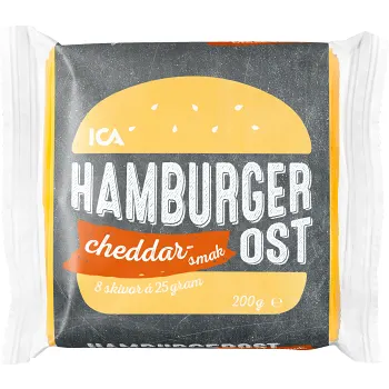 Hamburgerost cheddarsmak 200g ICA.