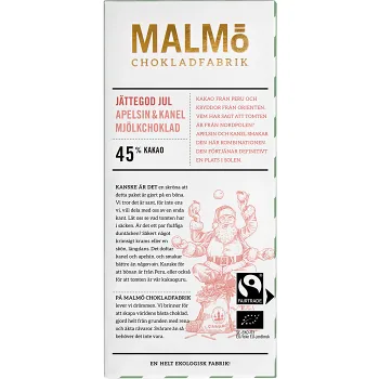 Choklad Jättegod Jul Apelsin &amp; Kanel 45% 80g Malmö Chokladfabrik.