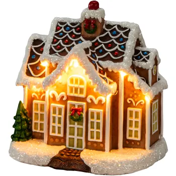 Pepparkakshus 16,5 cm LED med timer Konstsmide.