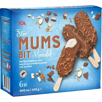 Glasspinnar Mumsbit mandel stor 6-p ICA.