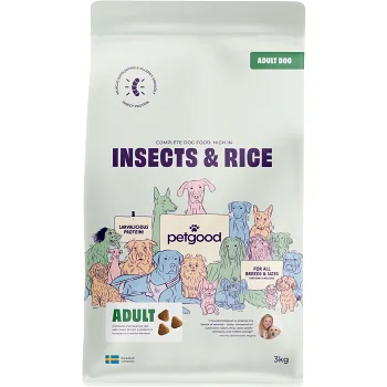 Hundmat Torrfoder Insects &amp; Rice 3kg Petgood.