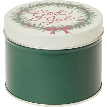 Plåtburk Krans röd/grön 10,6cm 1-p ICA.