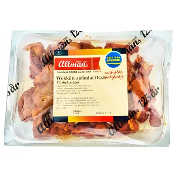 Wokkött Strimlat Griskött ca 400g Allmans.