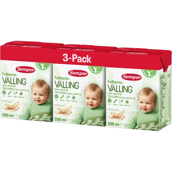Fullkornsvälling havre Drickfärdig Från 1år 3-p 600ml Semper.