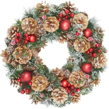 Krans m kottar &amp; röda bär 34cm Festive.