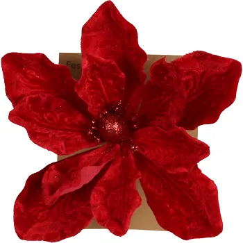 Magnolia röd 28cm på clip Festive.