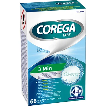 Tandprotesrengöring Tablett 3 minuter 66-p Corega.