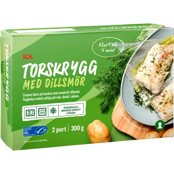 Torskrygg med dillsmör 2-p Fryst 300g ICA.