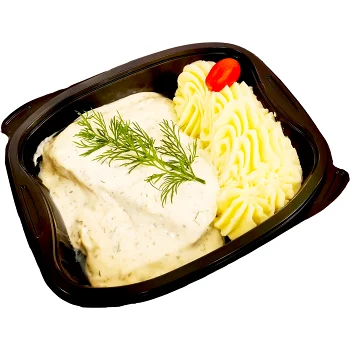 Fiskfilé Ångad Med Potatismos &amp; Dillsås 450g Jätten Cater.