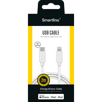 USB-C till Lightning 2m vit Smartline.