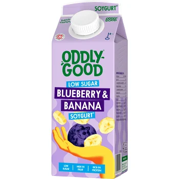 Sojamellanmål Sojagurt Blåbär &amp; Banan lättsockrad 1,8% 750g Oddlygood®.