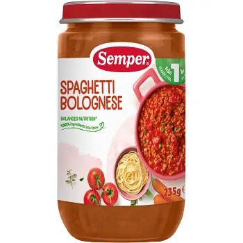 Spagetti &amp; köttfärssås 1år 235g Semper.