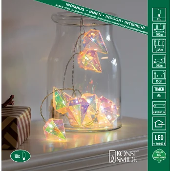 Slinga Diamant 10 LED med timer Konstsmide.