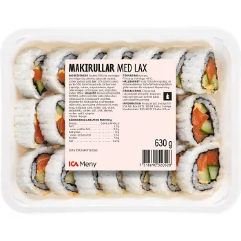 Sushi Makirullar med Lax 630g ICA Meny.
