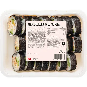 Sushi Makirullar med Surimi 630g ICA Meny.