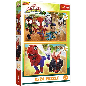 Pussel Spidey och Dinosaurier 2x24 bitar Trefl.
