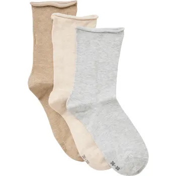 Strumpa 3p rullkant beige mix 36/38 ICA I love eco.