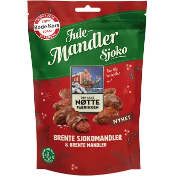 Brända Julemandlar med choklad 150g Den lille Nöttefabrikken.