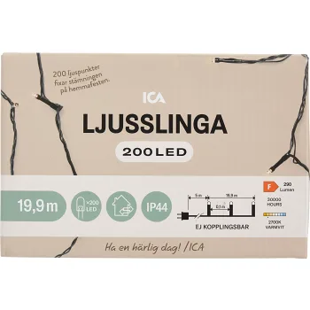 Ljusslinga 200LED 19,9m IP44 ICA.