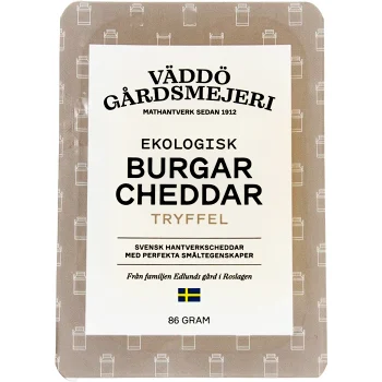Hamburgerost Burgarcheddar Tryffel Svensk Eko 86g Väddö Gårdsmejeri.