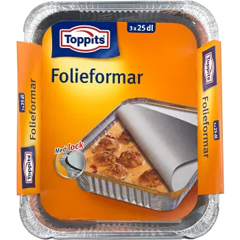 Folieformar med lock 25dl 3-p Toppits.
