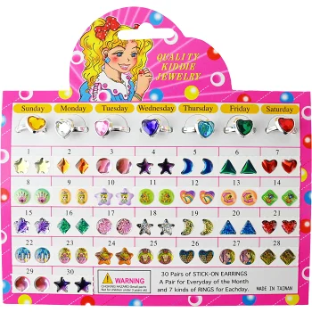 Ringar och stickers örhänge.