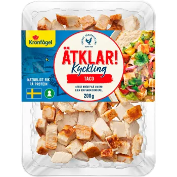 Kyckling Taco Stekt Bröstfilé i bitar 200g Kronfågel.