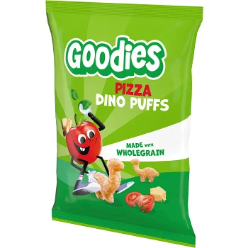 Barnsnacks Dino puffs pizza Från 3år 30g Goodies.