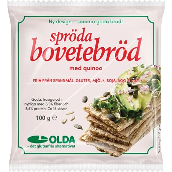 Bovetebröd Spröda med Quinoa Glutenfri 100g Olda.
