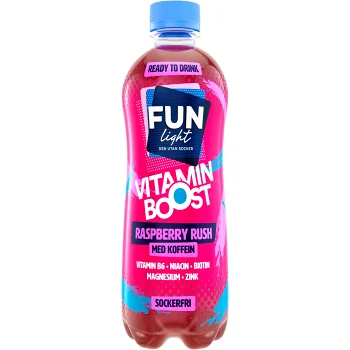 Sockerfri Dryck Vitamin Boost Raspberry Rush 500ml Fun Light.