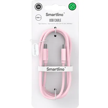 USB-C till USB-C 2m rosa Smartline.